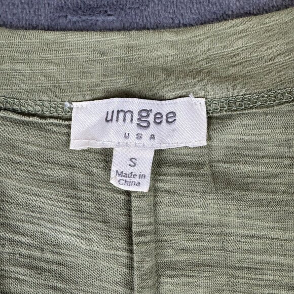 Umgee Dress Tunic Oversized Blouse Women Size Small Green Cheetah Linen Blend - Picture 4 of 6